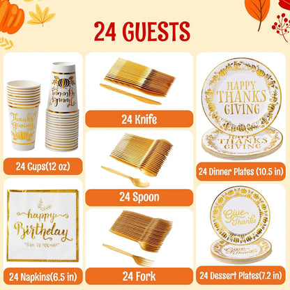 168-Piece Thanksgiving Paper Plates Set