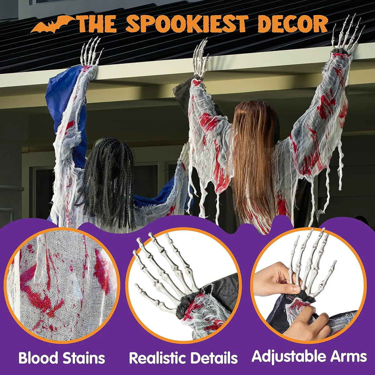 Joyin 2-Pack 47-Inch Halloween Climbing Zombies Wall Decoration