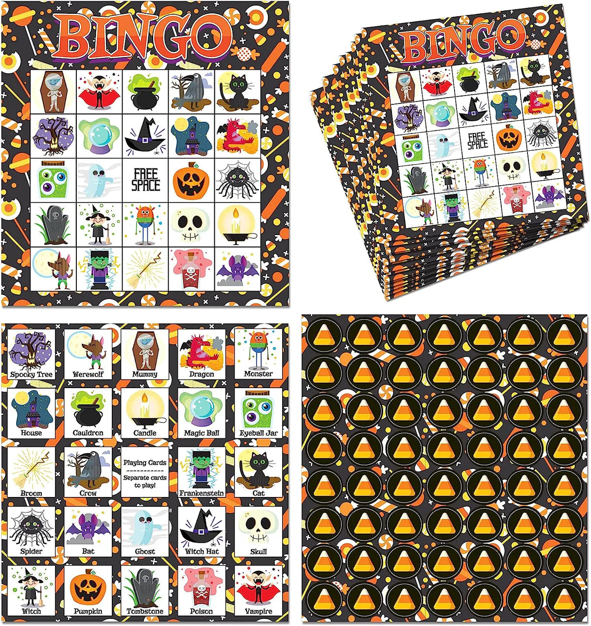 Halloween Bingo Game Cards for 28 Players