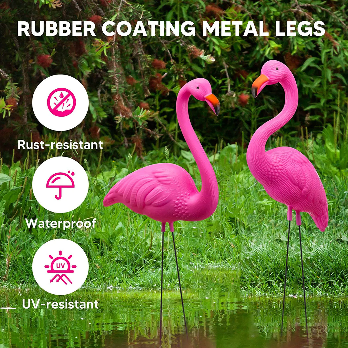 10 Pink Flamingo Yard Ornaments, Small