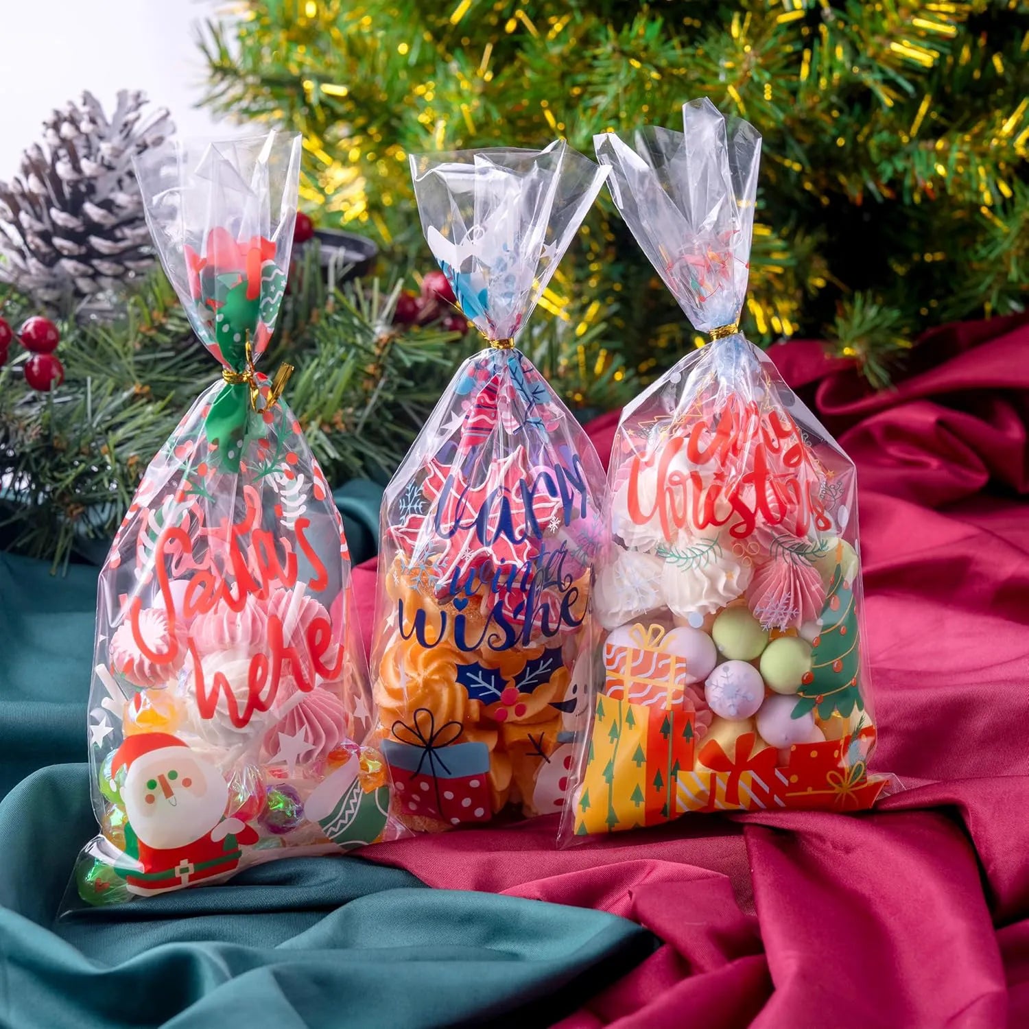 144 PCS Christmas Cellophane Treat Bags