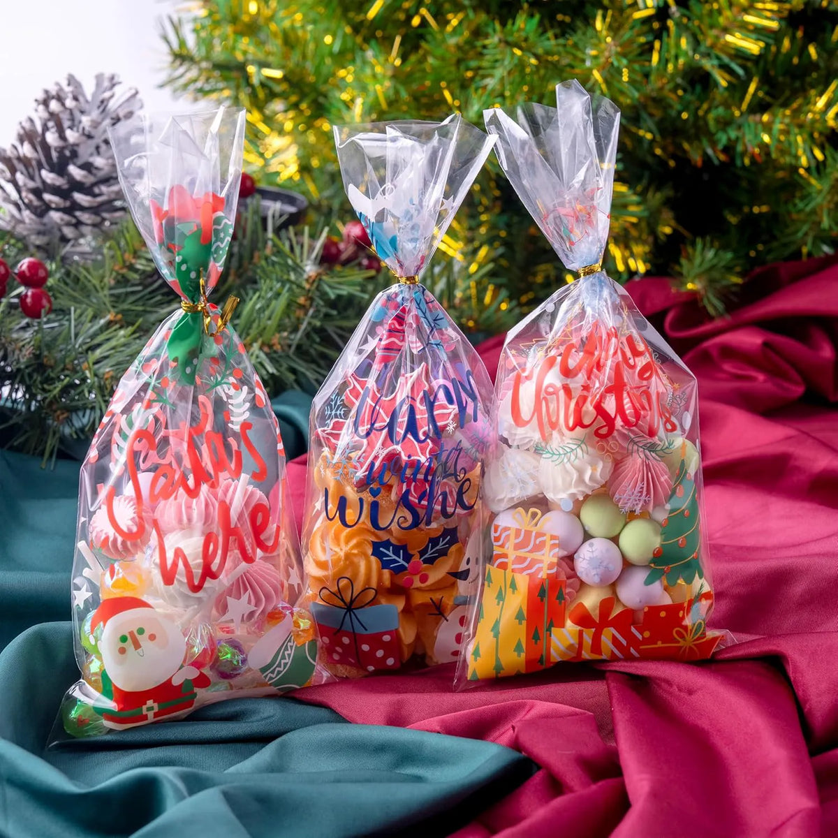 144 PCS Christmas Cellophane Treat Bags