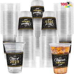 100 Pack 16oz Graduation Party Plastic Cups