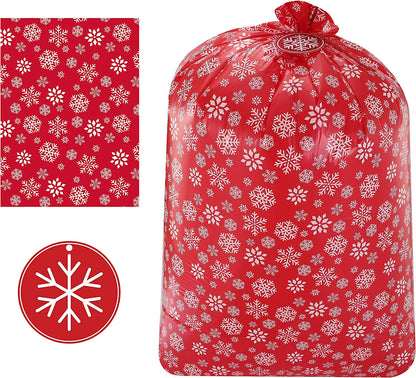 Large Red Holiday Plastic Gift Bags (3-Pack)