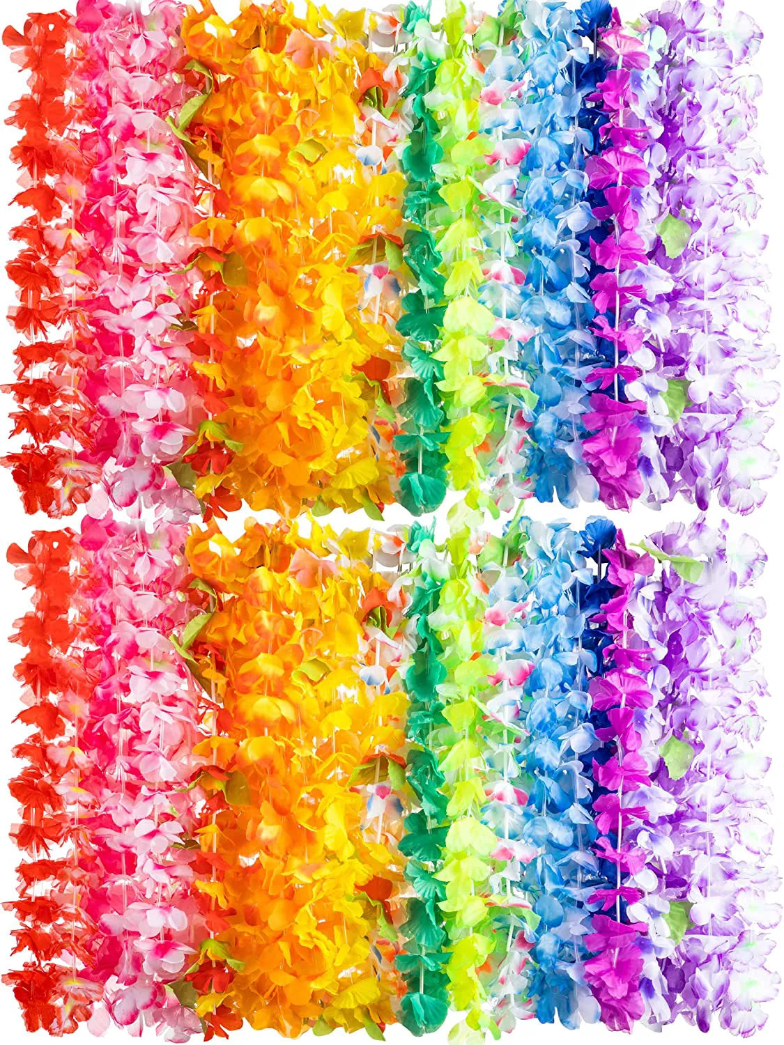 120-Pack Hawaiian Tropical Flower Leis for Kids and Adults