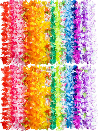120-Pack Hawaiian Tropical Flower Leis for Kids and Adults