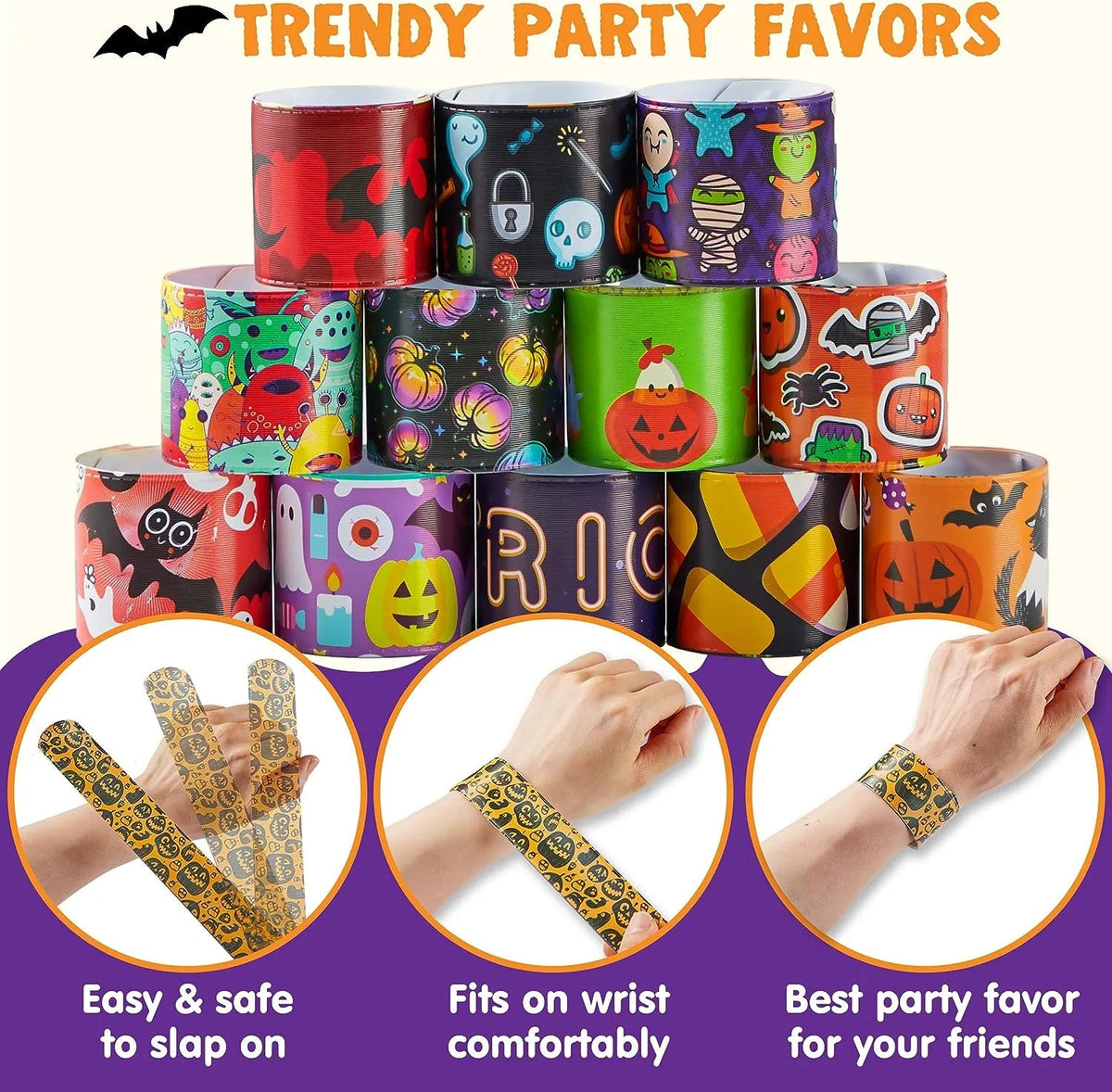 Halloween Slap Bracelets (72-Pack)