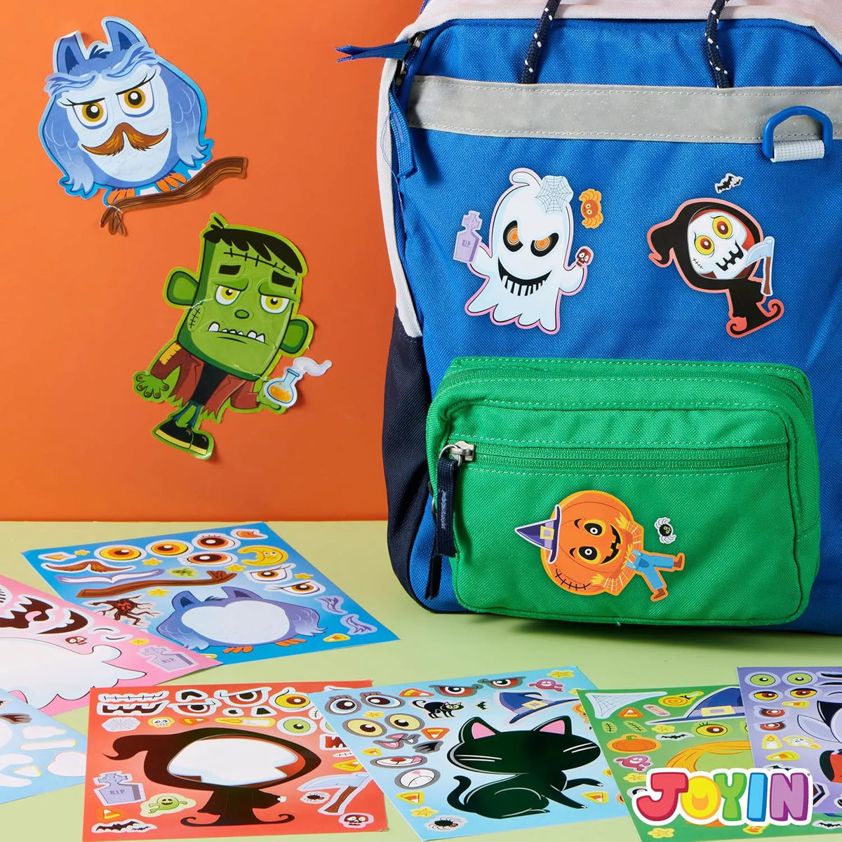 36 Halloween Make-a-Face Stickers for Kids