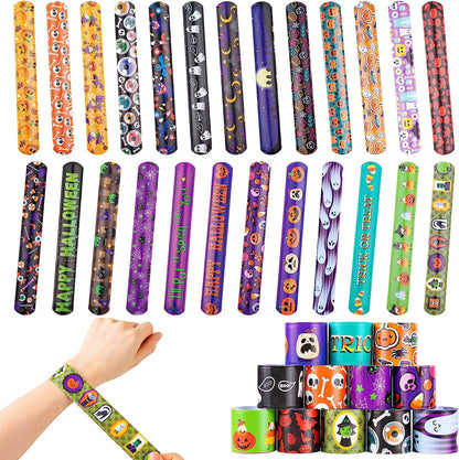 100-Pack Halloween Friendship Slap Bracelets for Kids