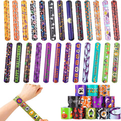 100-Pack Halloween Friendship Slap Bracelets for Kids