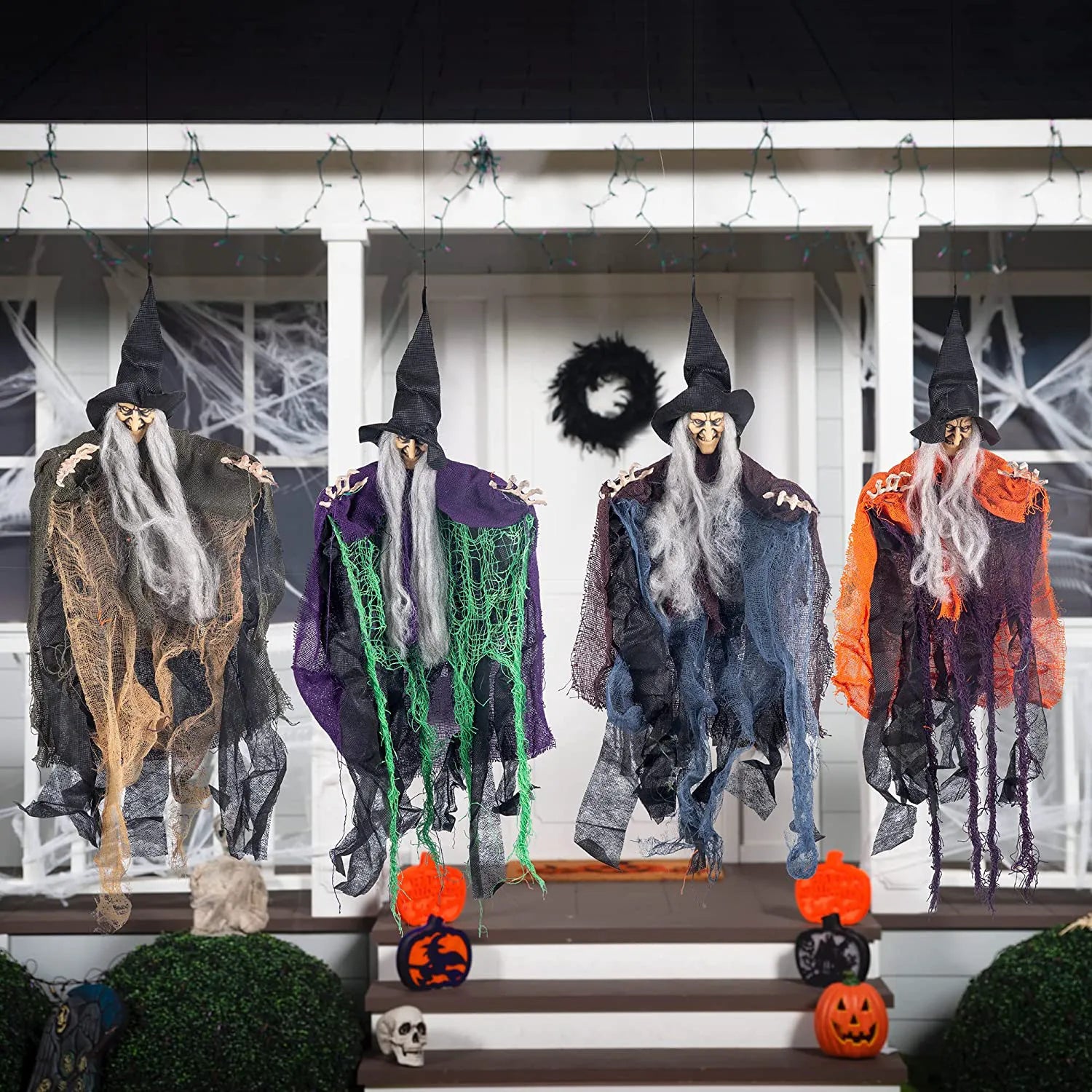 19.6in Halloween Hanging Evil Witch, 4 Pack