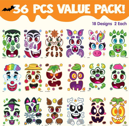 36 Halloween Pumpkin Face Stickers