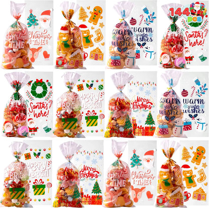 144 PCS Christmas Cellophane Treat Bags