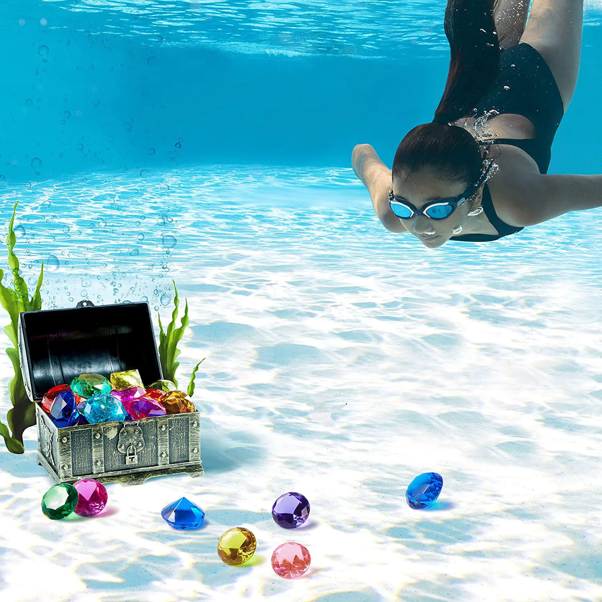 16 Colorful Underwater Gem Pool Toys