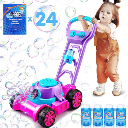 Sloosh Bubble Lawn Mower Toy for Toddlers, Pink