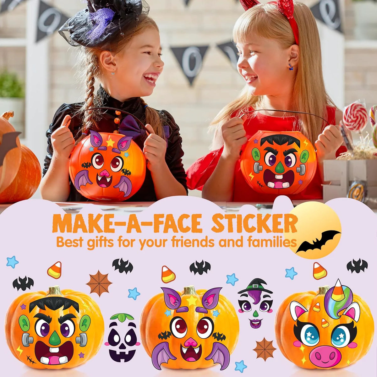 36 Halloween Pumpkin Face Stickers