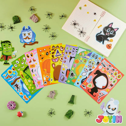 36 Halloween Make-a-Face Stickers for Kids
