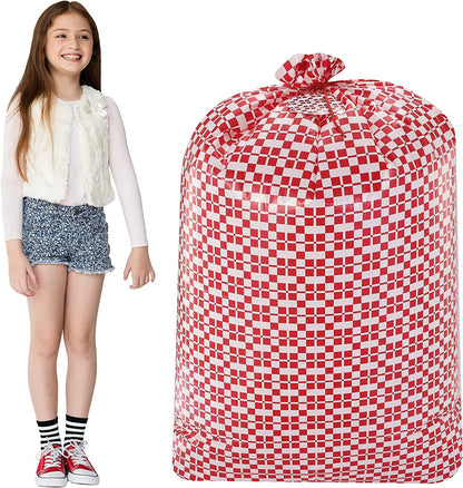Large Red Holiday Plastic Gift Bags (3-Pack)