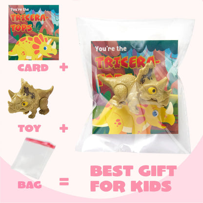 24 Valentine's Day Cards with Dinosaur Toys
