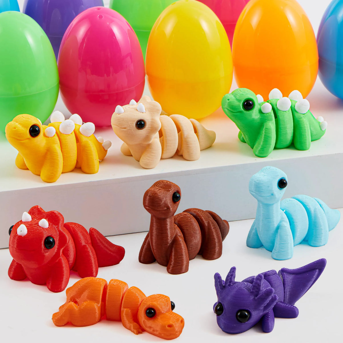 8 Prefilled Easter Eggs with Mini Dinosaur Toys
