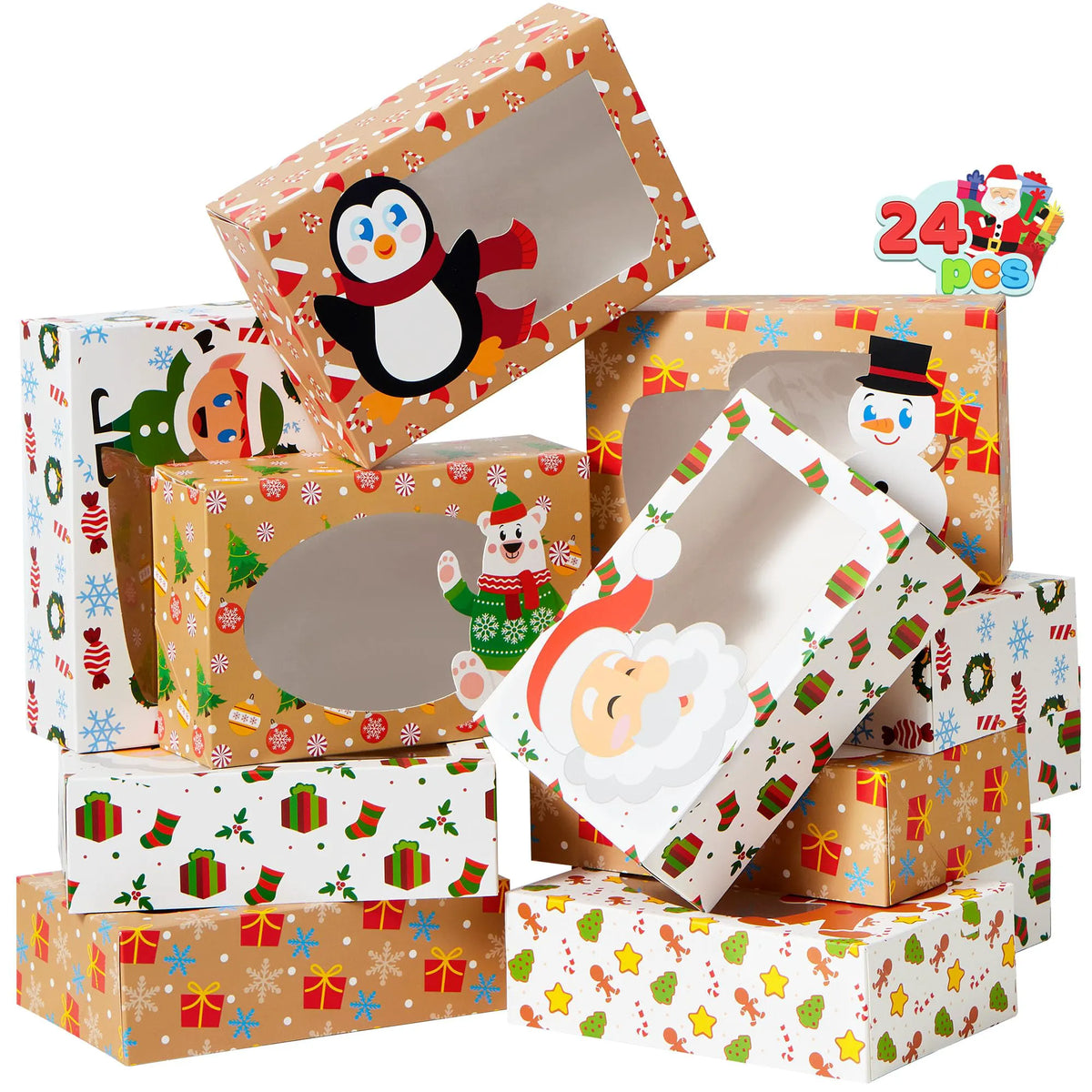 24 Pack Christmas Cookie Boxes with Window