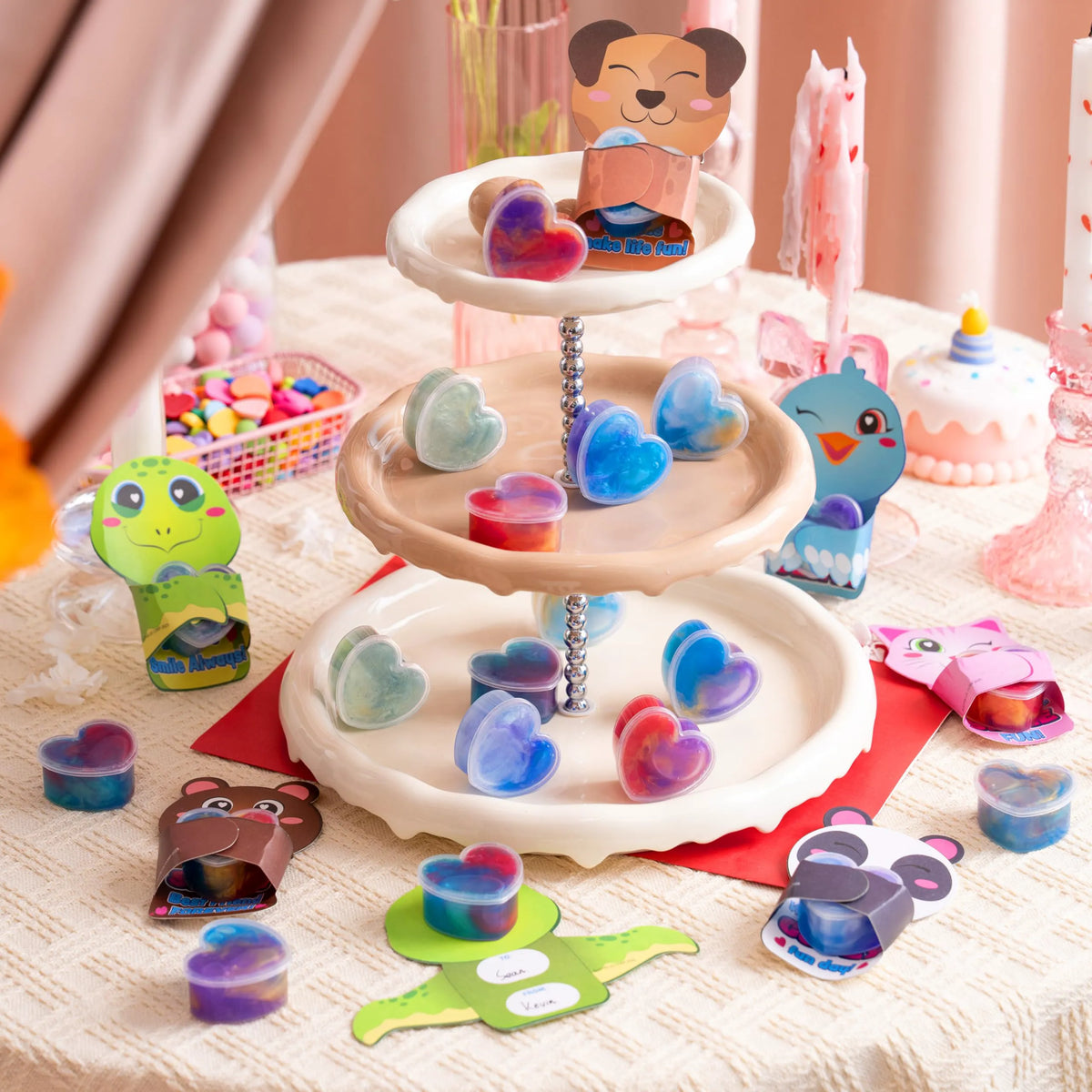 30 Valentine's Day Galaxy Slime Toys with Cute Themed Cards