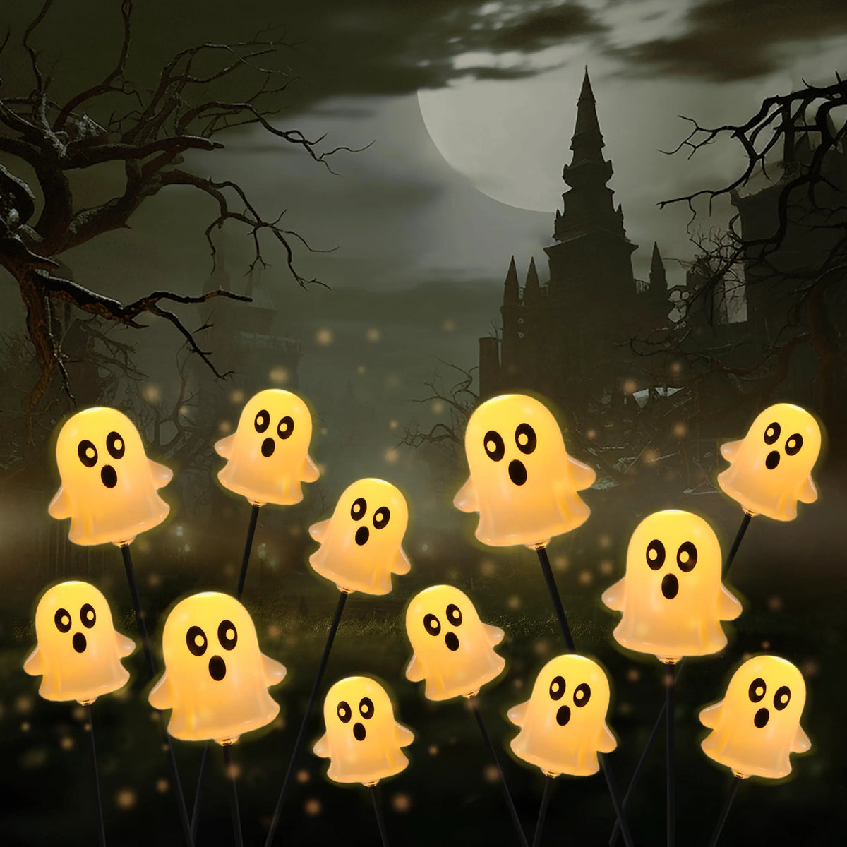 2-Pack 12-LED Solar-Powered Ghost Lights