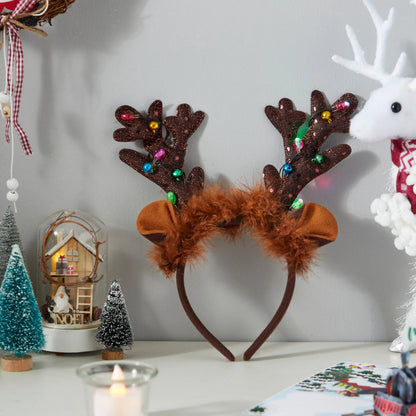 Holiday Light-Up Reindeer Headband for Adults and Kids