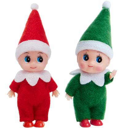 2 Pack Christmas Elf Plush Dolls, Red and Green