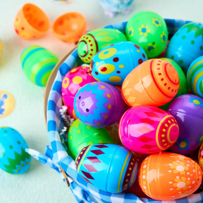 50 Bright Printed Plastic Easter Eggs for Easter Egg Hunt