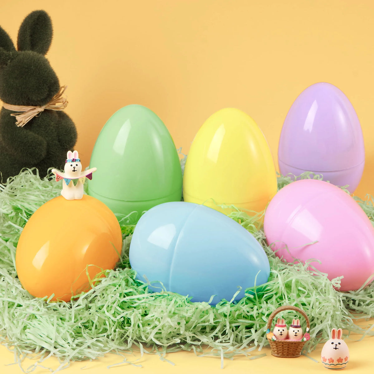 24 Large Pastel Easter Eggs, 6-Inch Plastic Jumbo Fillable Eggs