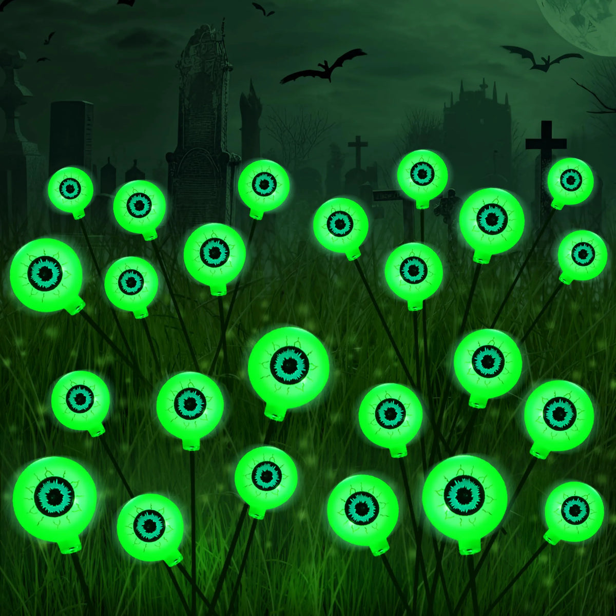Scary Solar Eyeball Lights for Outdoor Halloween Decor