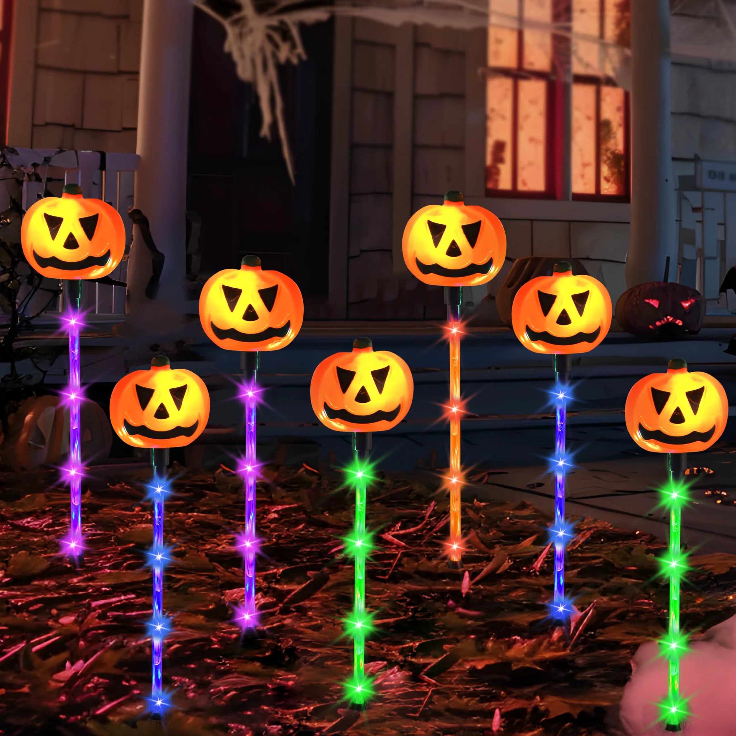10-Pack Halloween Solar Pumpkin Pathway Lights