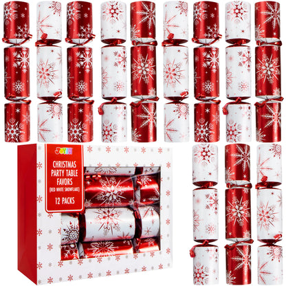 Christmas Party Table Favors - Red White Snowflake (12 Pack)