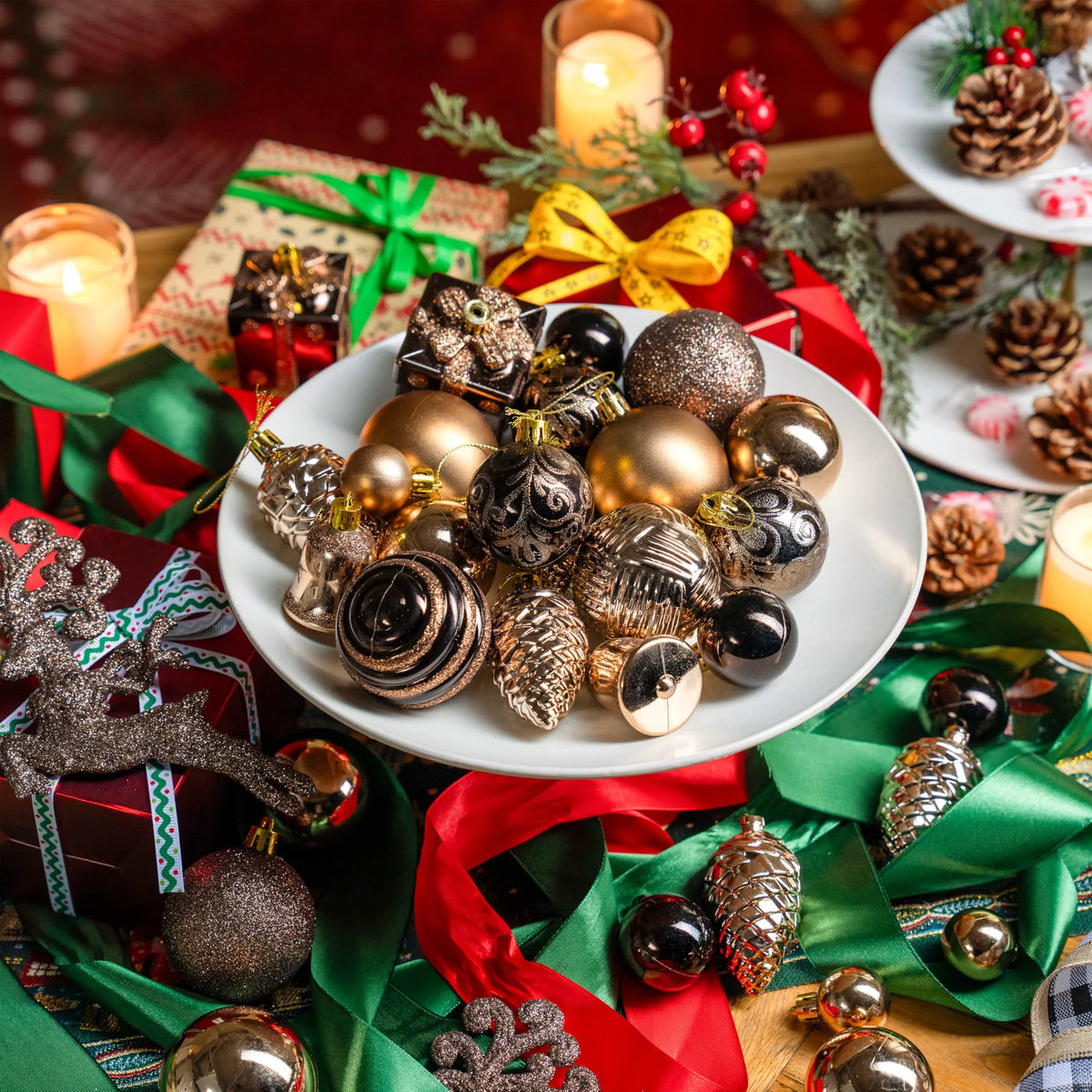 66-Piece Brown Christmas Ball Ornament Set