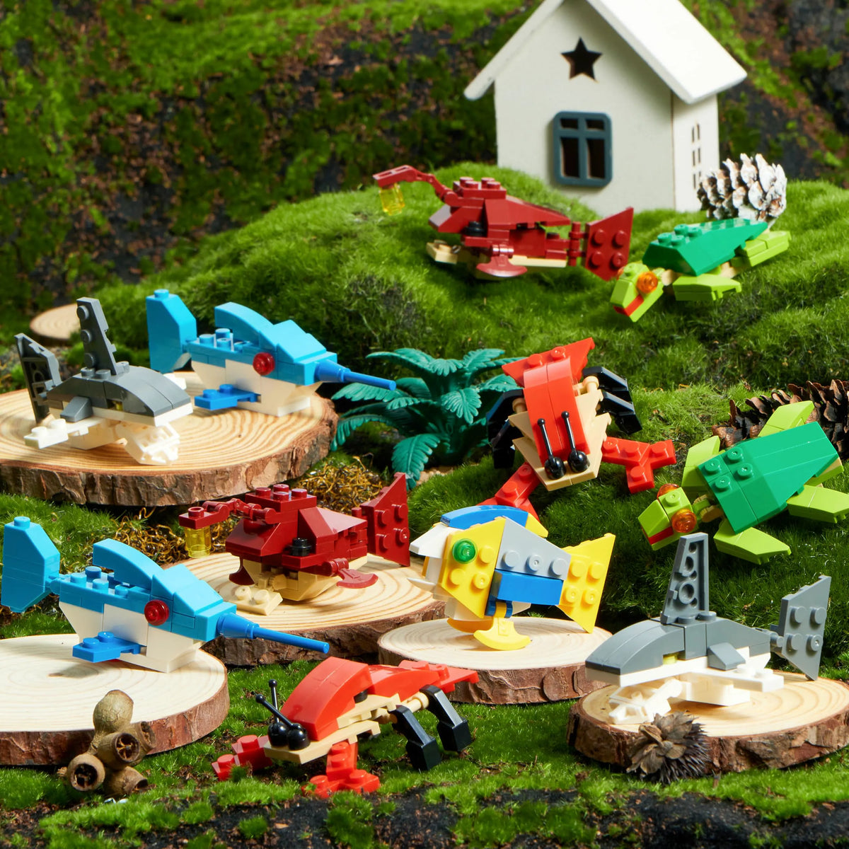 24 Pack Valentine's Day Cards with Sea Animal Building Blocks for Gifts and Party Favors