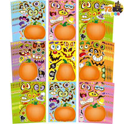 72 Halloween Pumpkin Stickers for Kids Party Favors