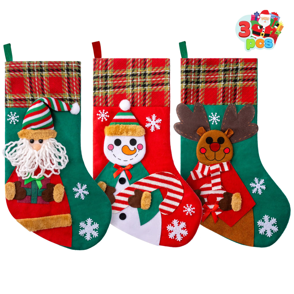 3 Pack 18-Inch Christmas Stockings Set