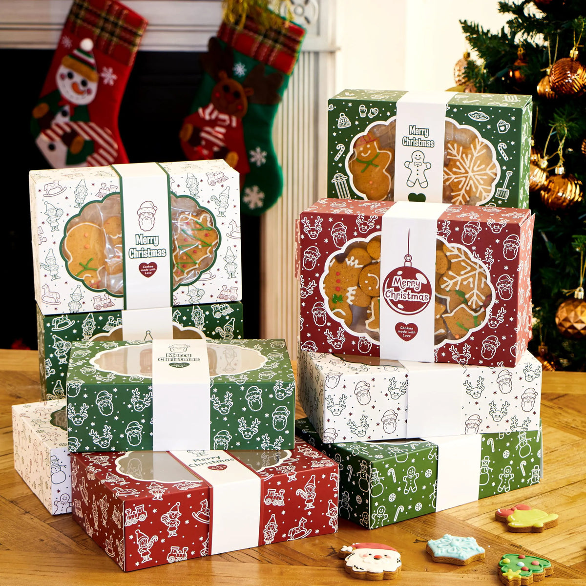 12-Pack Christmas Cookie Boxes for Gift Giving