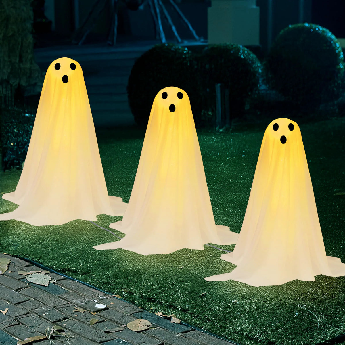 3-Piece Halloween Outdoor Ghost Pathway Lights