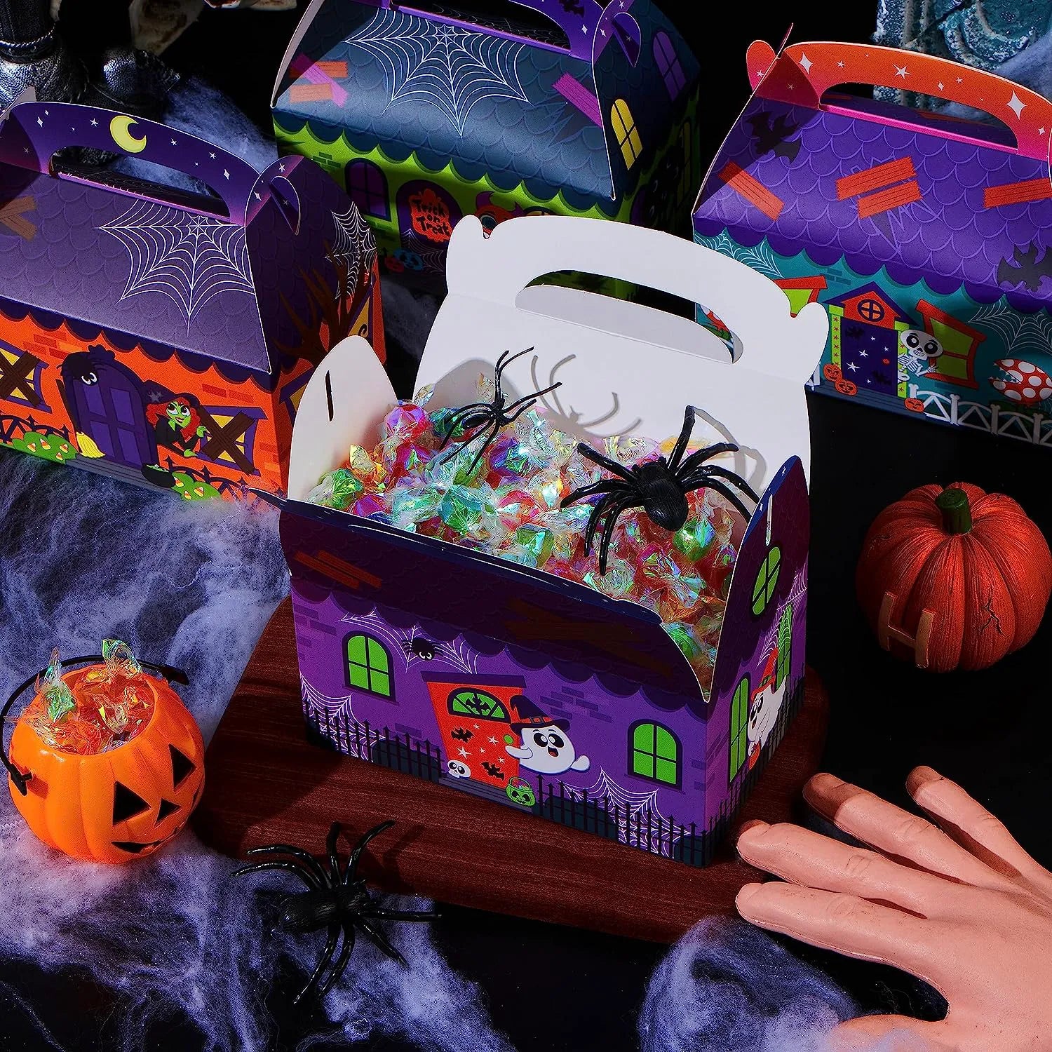 32-Pack 3D Halloween House Cardboard Treat Boxes
