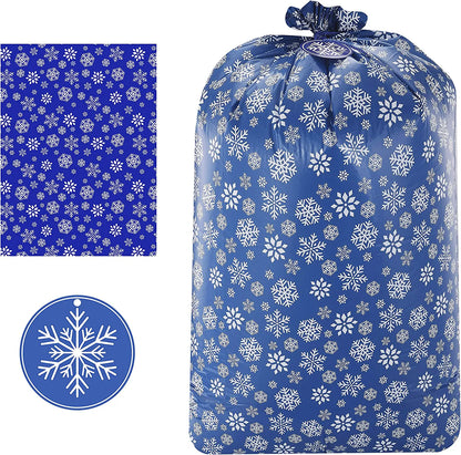 Large Holiday Plastic Gift Bags, Blue, 3 Count