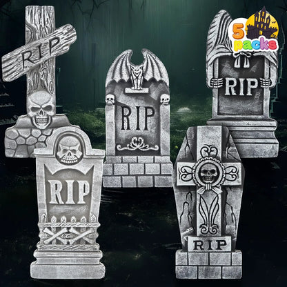 17-Inch Halloween Foam RIP Graveyard Tombstones (5-Pack)