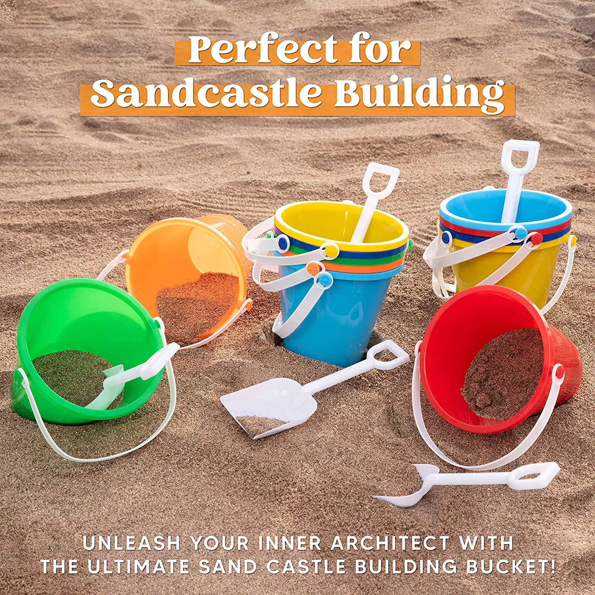SLOOSH Beach Buckets with Sand Shovels, 12 Sets