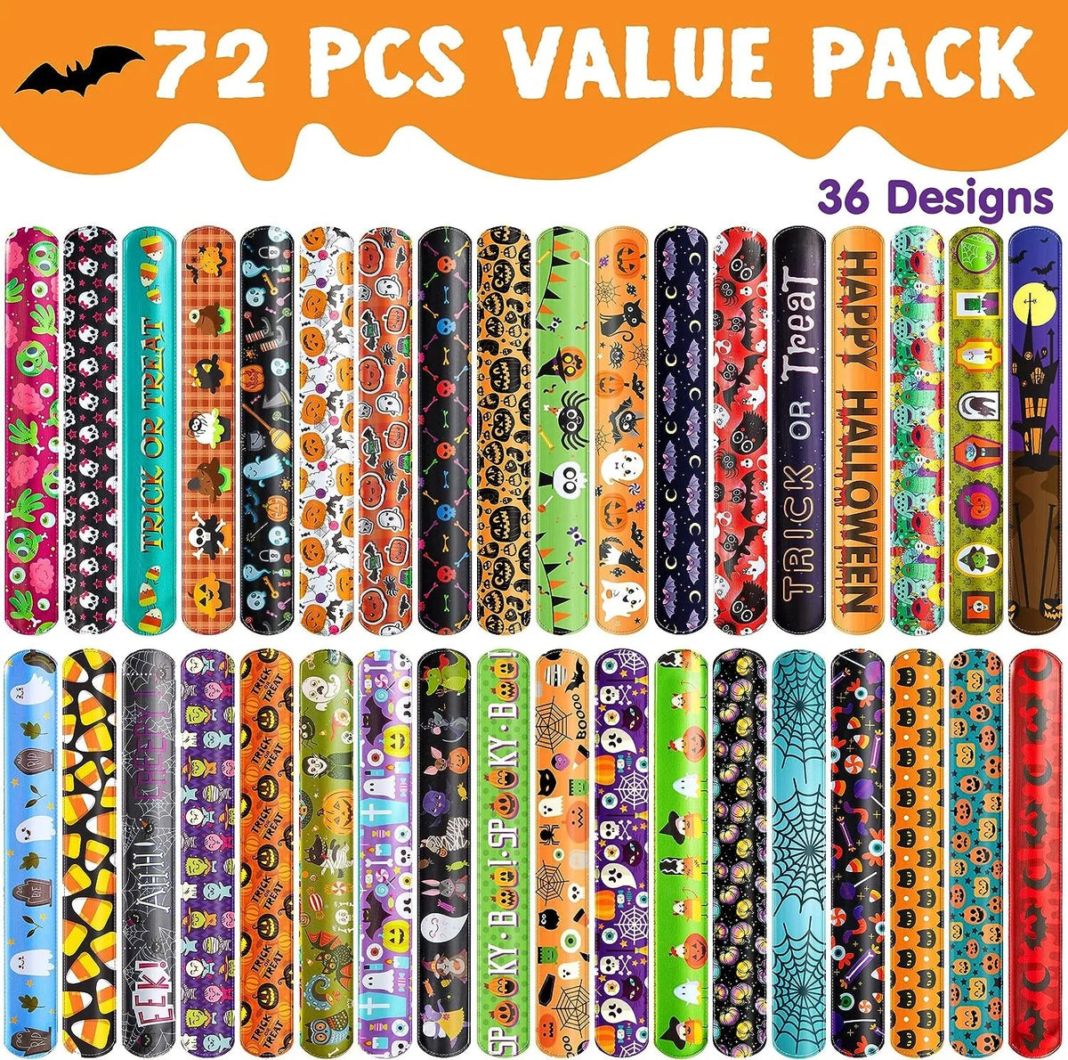 Halloween Slap Bracelets (72-Pack)