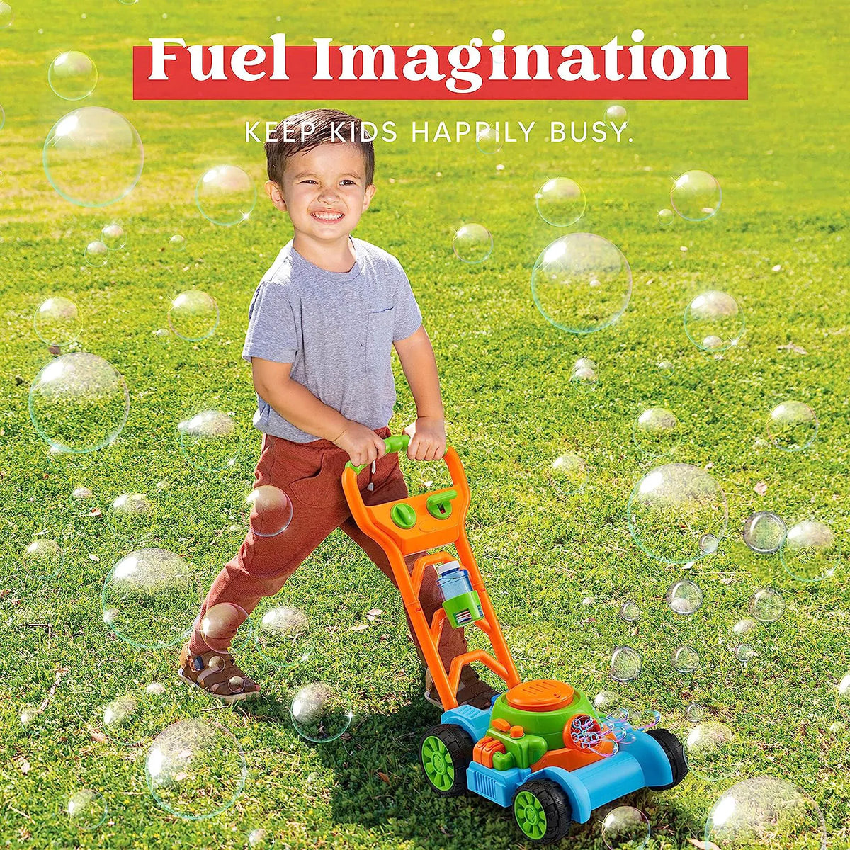 Sloosh Bubble Lawn Mower Toddler Toy, Blue