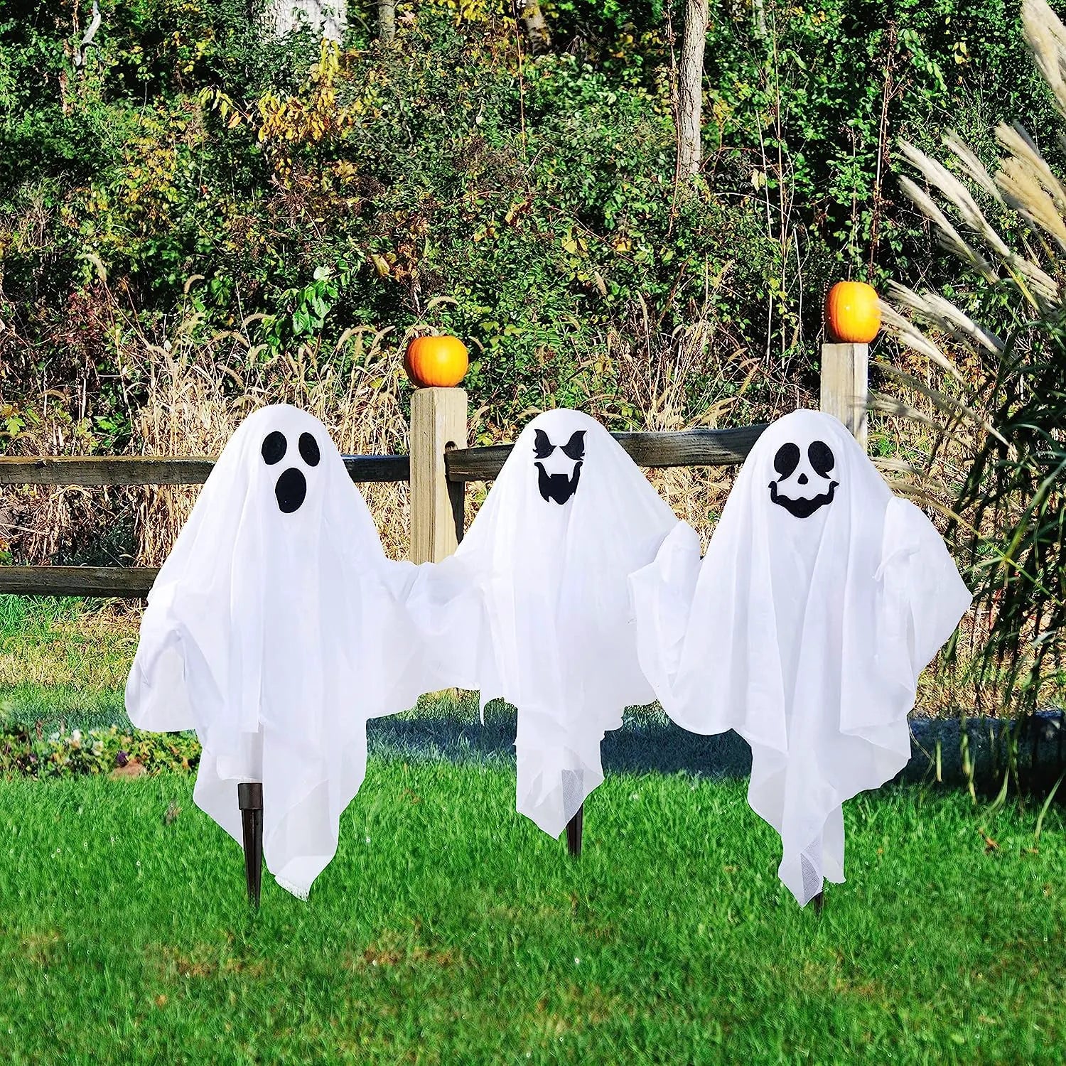3 Pack Halloween Light-Up Ghost Yard Stakes