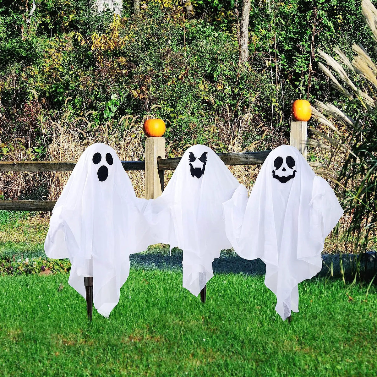 3 Pack Halloween Light-Up Ghost Yard Stakes
