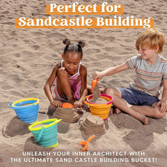3-Piece Collapsible Beach Bucket Set with Shovels