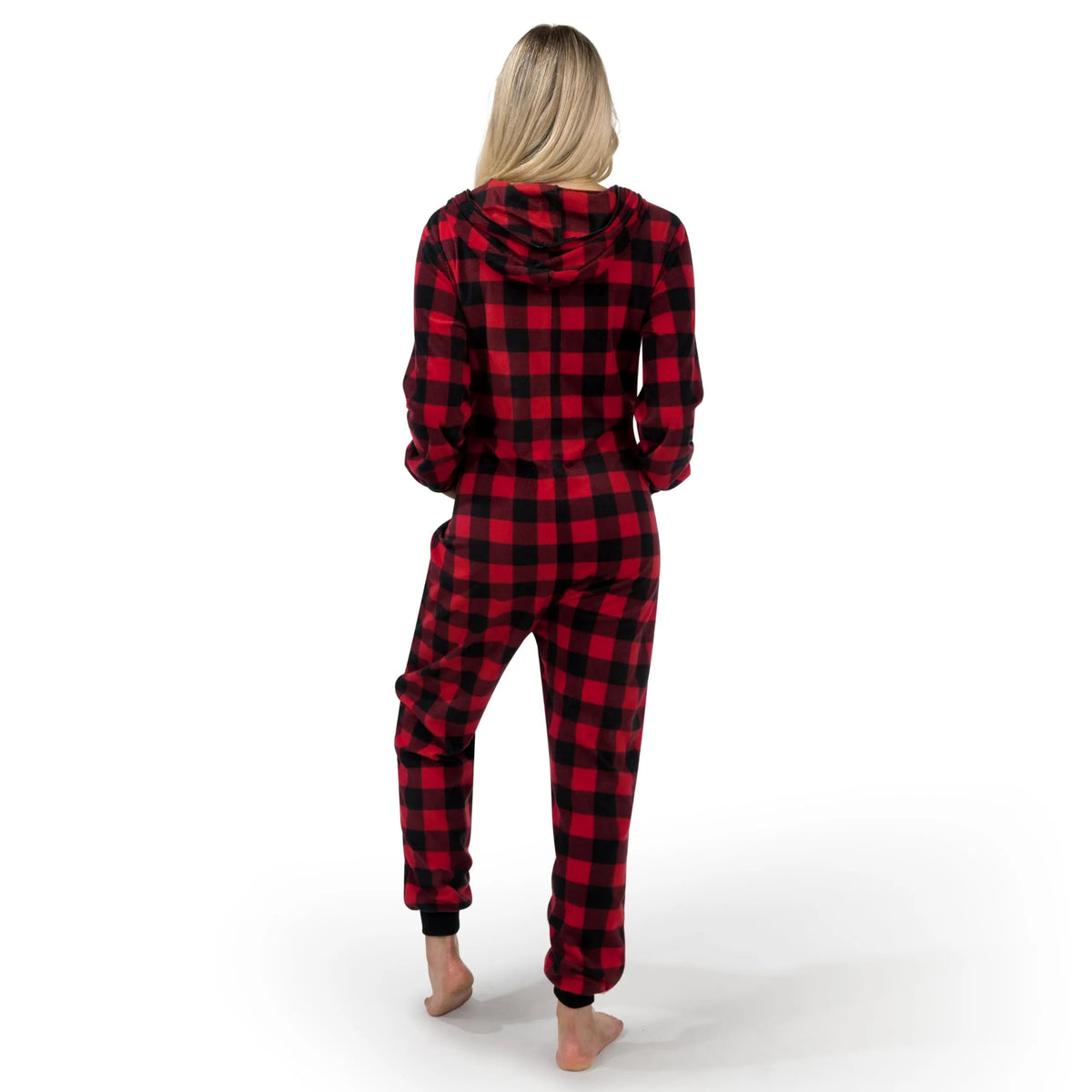 Adult Christmas Plaid Fleece Full-Zip Hoodie Pajamas